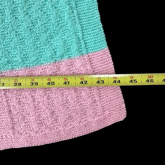 Vintage Pastel Striped Cable Knit Throw Blanket Handmade Retro Baby Nursery - Picture 7 of 7